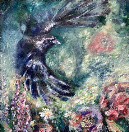 Wild- 14x14 original oil and mixed media